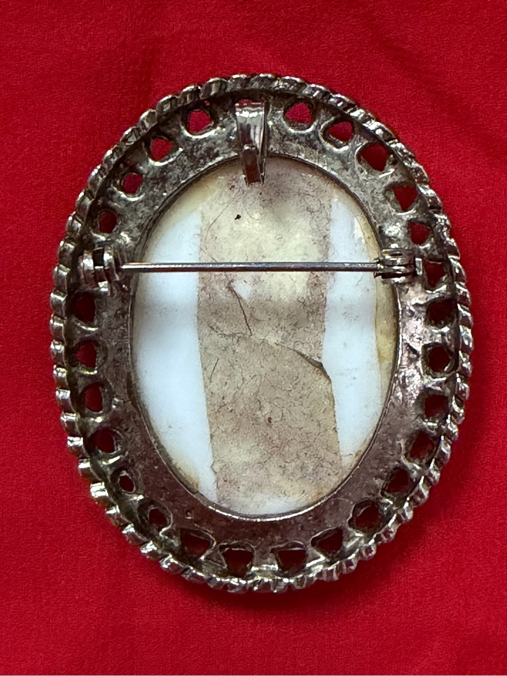 Victorian style painted porcelain cameo brooch pendant - Picture 3 of 4